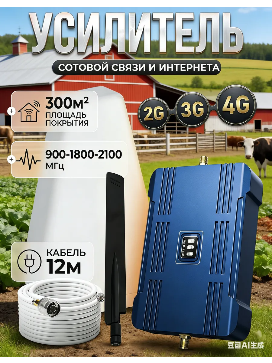 Усилитель сотовой связи и интернета LTE 900-1800-2100 МГц