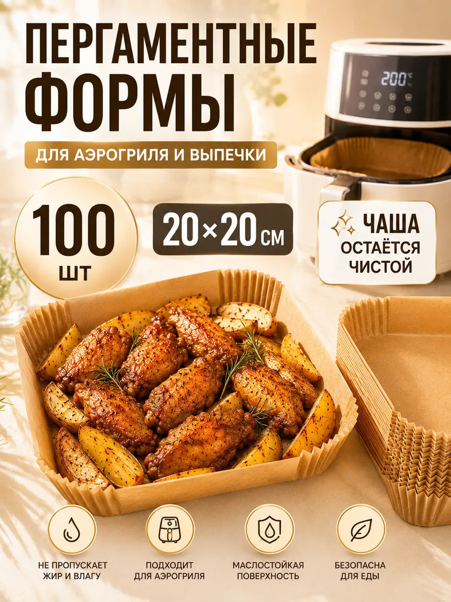 Квадратная пергаментная форма для аэрогриля