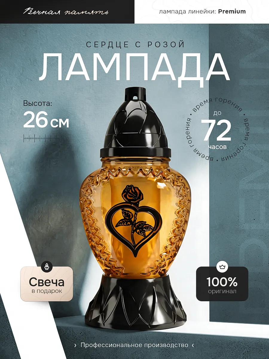 Лампада на кладбище для могилы неугасимая со свечей