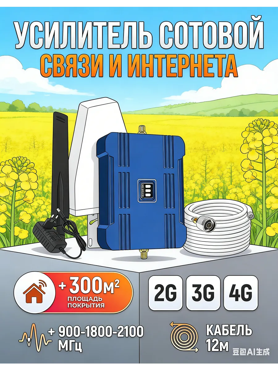 Усилитель сотовой связи 2G 3G 4G (900 1800 2100 МГц)
