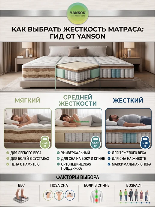 YANSON Твои правила сна Топпер матрас 6 см с эффектом памяти 180х200, 140x200, фото 7