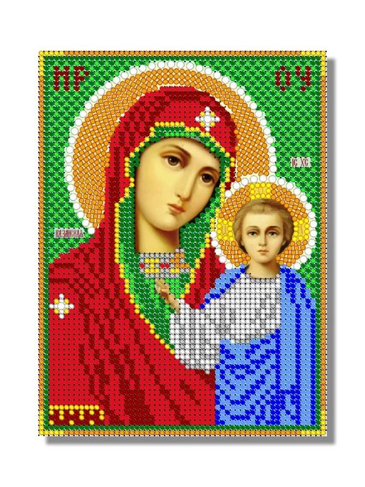 Схема для вышивки бисером "Прсв Бца. Казанская" 12х16, зеленый, фото 2