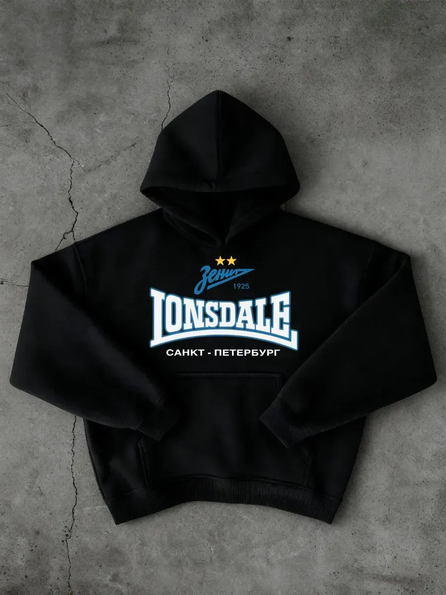 Оверсайз Худи с принтом c начесом y2k Lonsdale