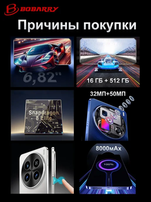 Смартфон Bobarry X200 Pro 1 ТБ, черный, фото 3
