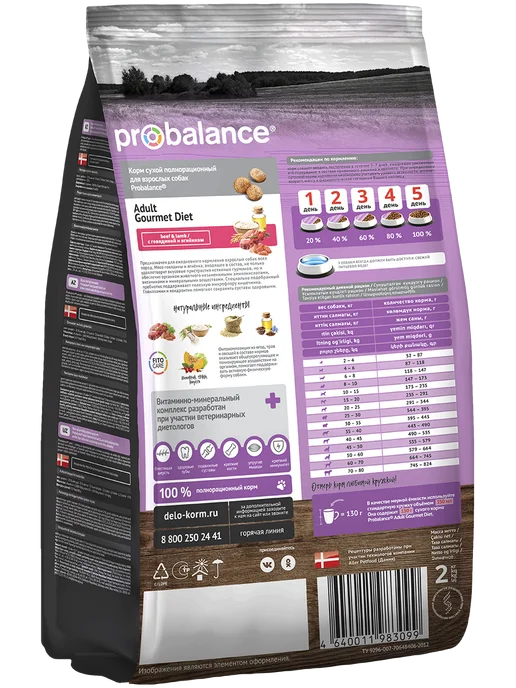 Сухой корм Probalance Gourmet Diet для собак, 2 кг, фото 3