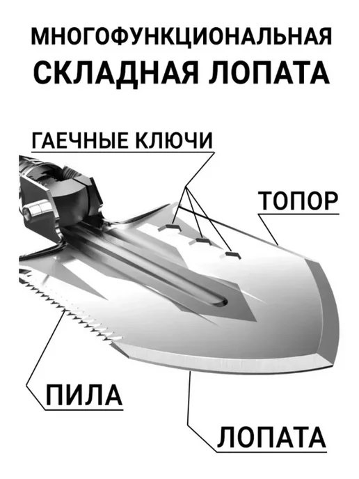 Homemade Лопата туристическая, черный, фото 5