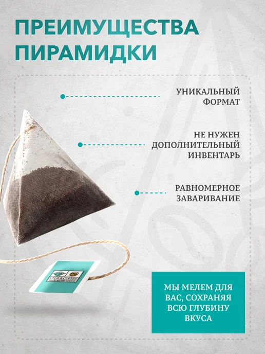 CHAI&COFFEE Кофе Бразилия Эфиопия Вьетнам молотый 10 пирамидок по 10 г, 10 г, фото 8