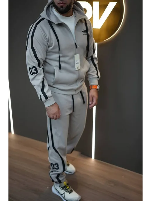 KING SPORT SUIT Осенний спортивный костюм черный, серый, фото 2