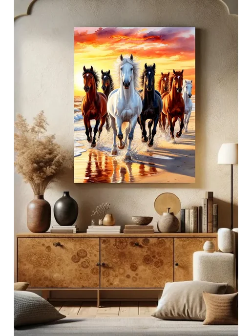 000 Art Hobby Home Картина по номерам 40х50 Семь лошадей, 40x50, фото 4