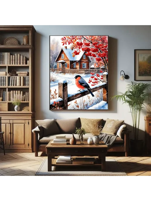 000 Art Hobby Home Картина по номерам 40х50 Снегирь, 40x50, фото 3
