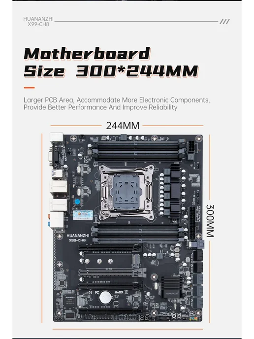Huananzhi 【Оригинальный товар】X99-CH8 Компьютерная плата, черный, фото 3