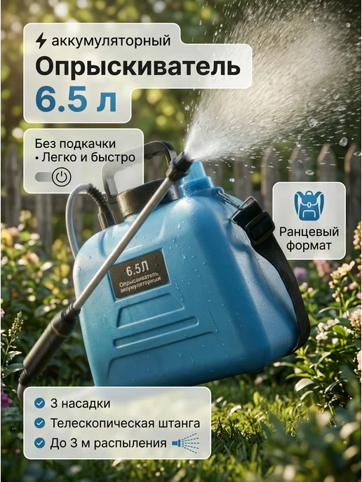 4CORNER Опрыскиватель садовый аккумуляторный 6,5 литров, 6,5 л