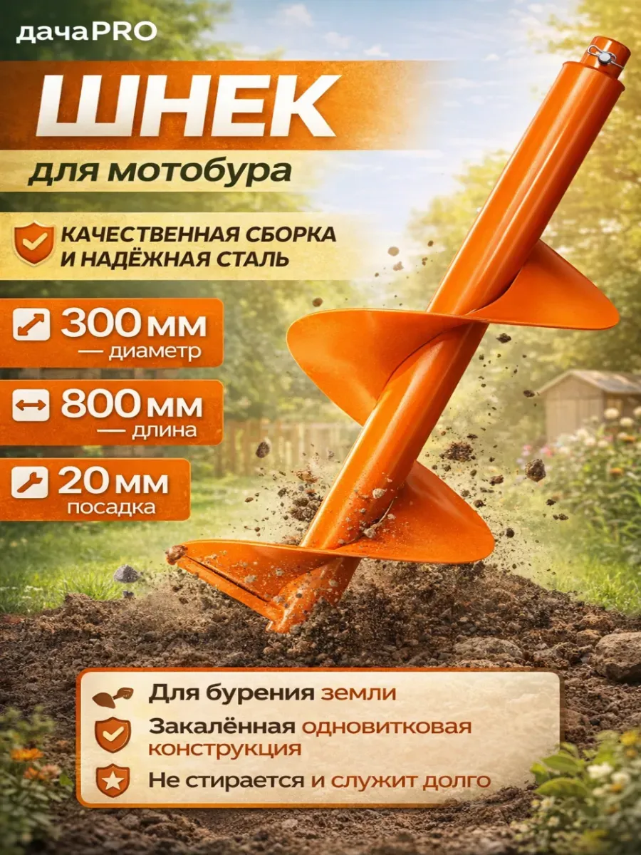 Шнек для мотобура 300 800 мм