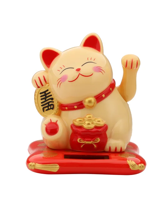 Милый Fortune Cat с машущей лапой, солнечный, для удачи (жёл, вариант