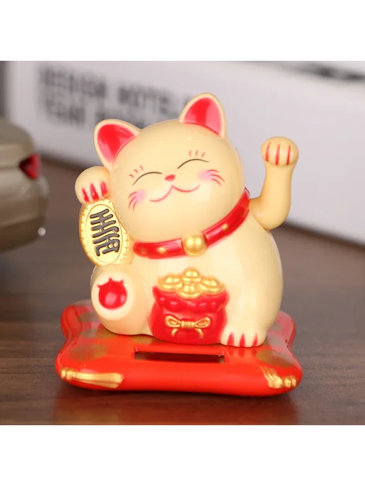 Милый Fortune Cat с машущей лапой, солнечный, для удачи (жёл, вариант, фото 2