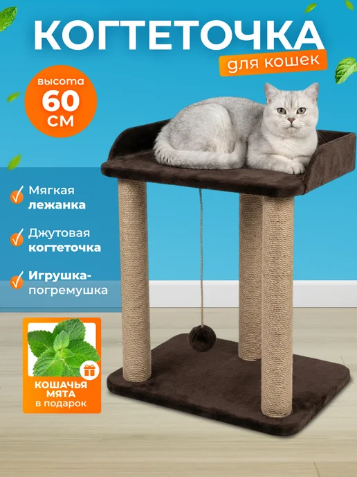 Miss Moore Когтеточка для кошки напольная с лежанкой, вариант