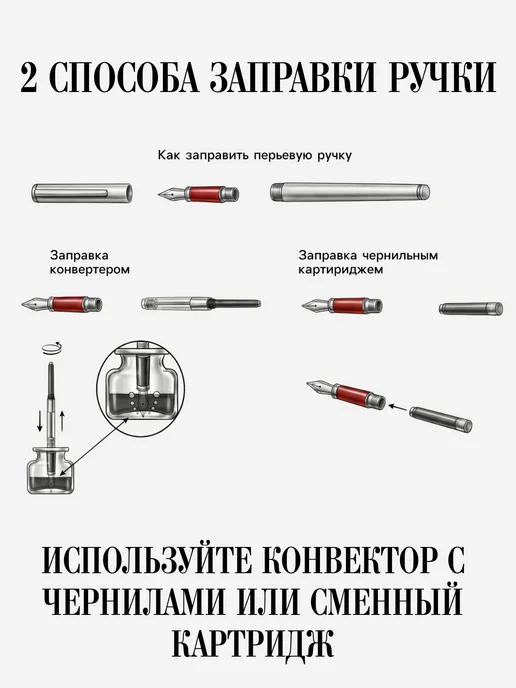 Перьевая ручка со скрытым пером в подарочной коробке, черный, фото 7