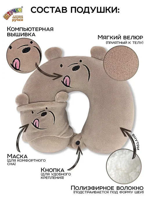 Штучки, к которым тянутся ручки Маска для сна детская, бежевый, фото 8