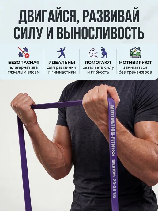 MOTIVATION-FITNESS Резинка для фитнеса и подтягивания на турник набор 2 шт, 2 шт, фото 5