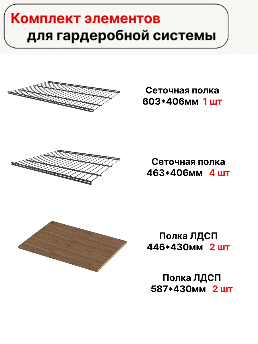 Комплект элементов гардеробной системы
