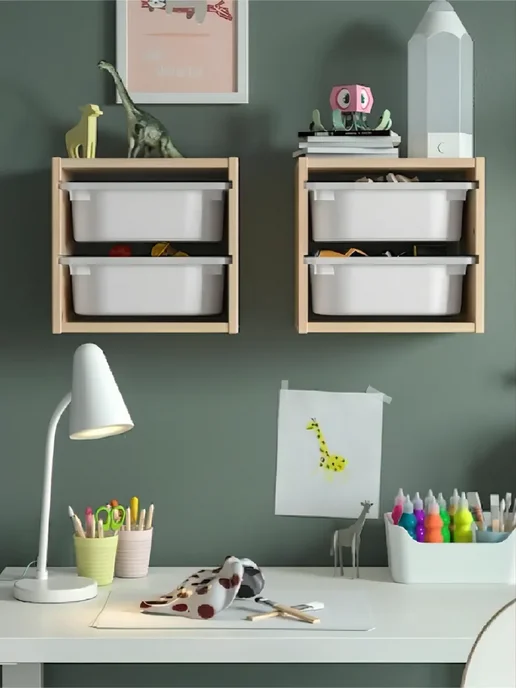 IKEA Стеллаж для игрушек ТРУФАСТ полка настенная, сосна, желтый, в упаковке 2,4 кг, фото 2
