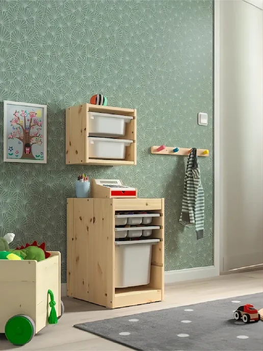 IKEA Стеллаж для игрушек ТРУФАСТ полка настенная, сосна, желтый, в упаковке 2,4 кг, фото 4