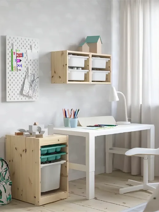 IKEA Стеллаж для игрушек ТРУФАСТ полка настенная, сосна, желтый, в упаковке 2,4 кг, фото 5