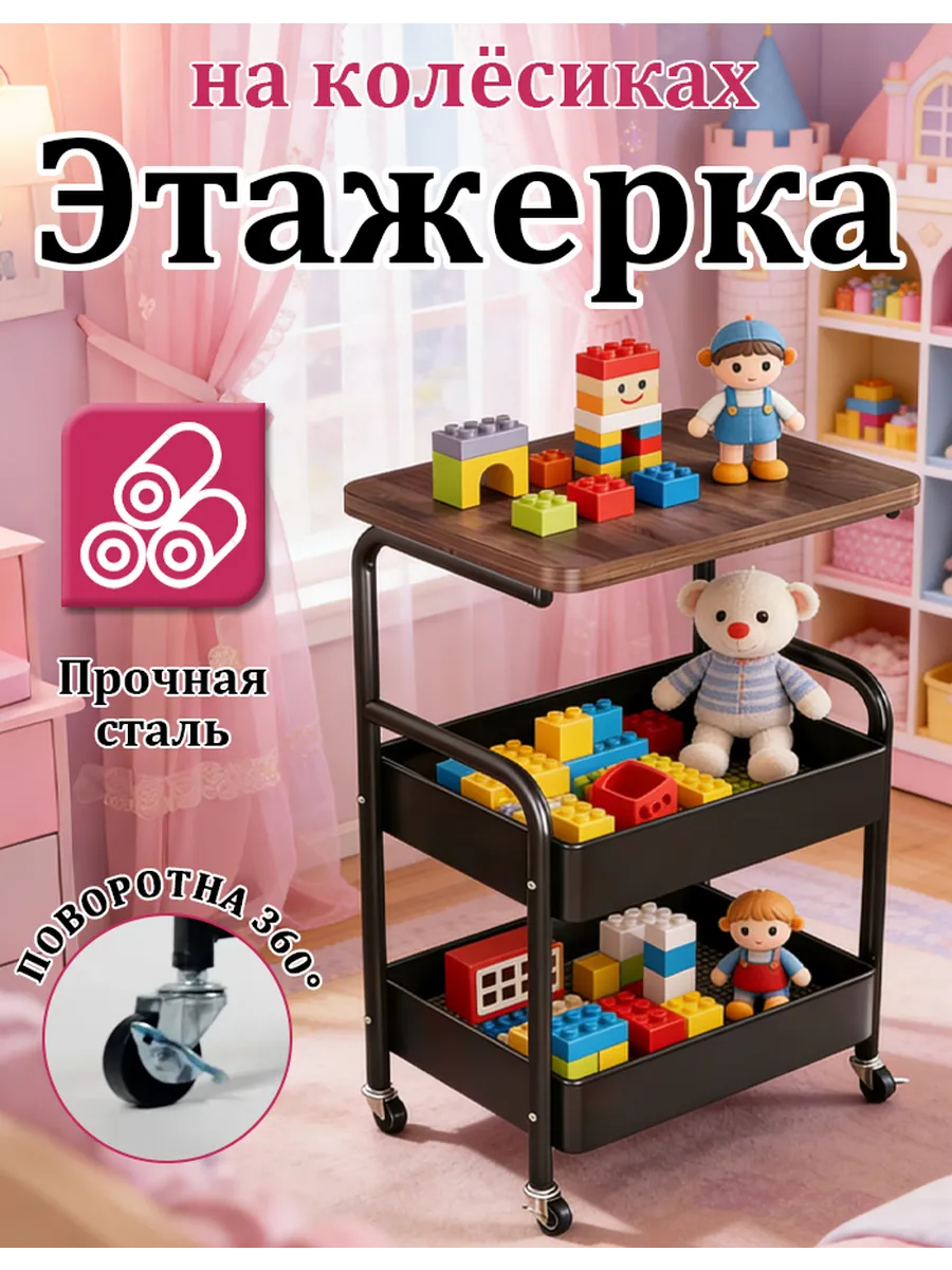 Мебель в детскую комнату этажерка на колёсиках