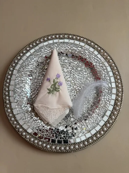 Lapastel Платок 1 штука 28х28 см. с кружевом и вышивкой, 28x28 см, фото 3
