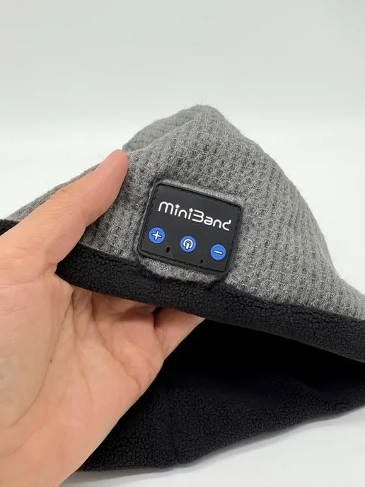 Xenaya Шапка с Bluetooth наушниками музыкальная теплая темно-серая, серый, фото 7