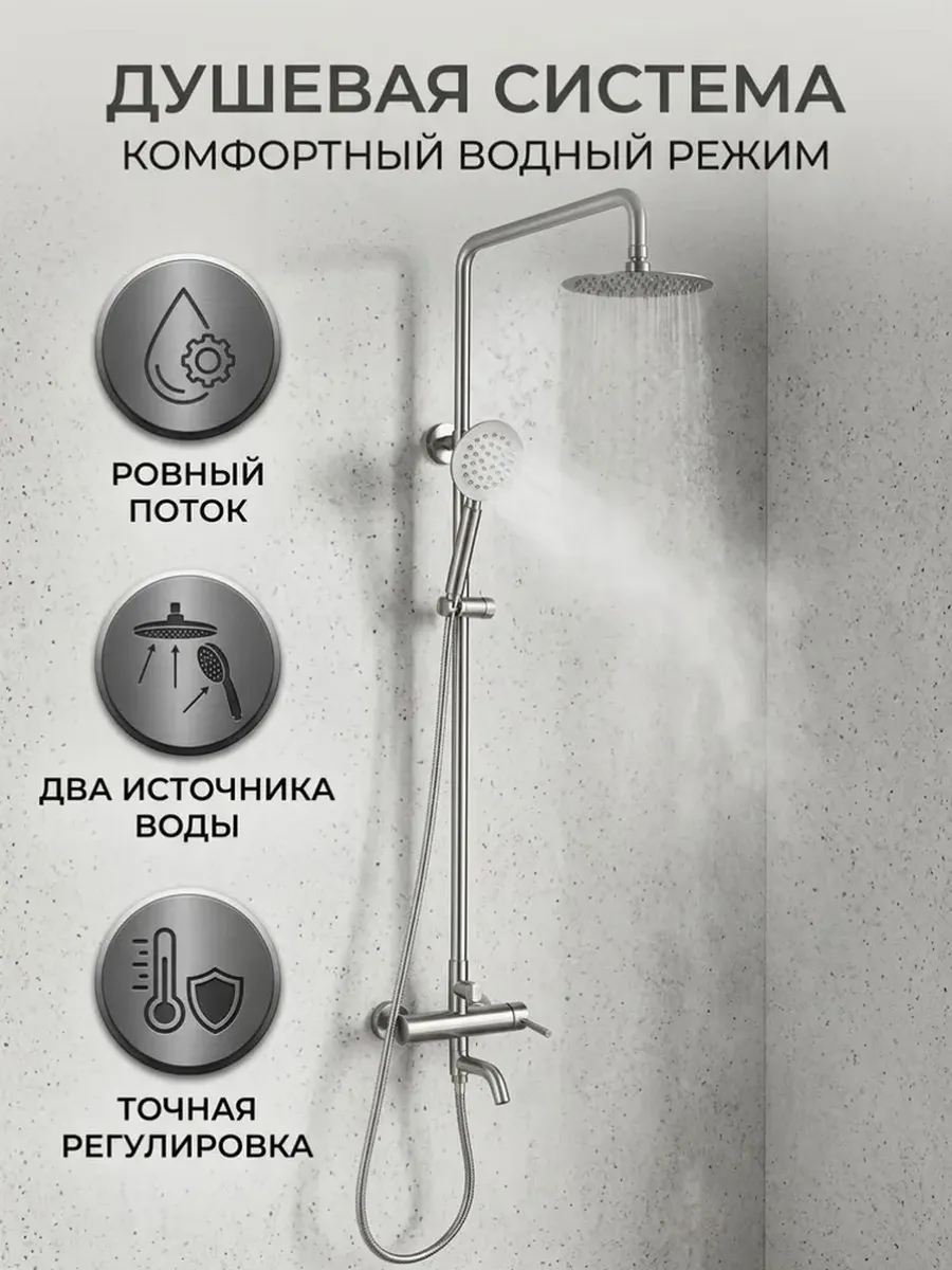 Душевая стойка с тропическим душем