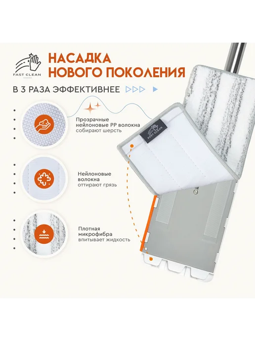 Насадка на швабру Fast Clean Ultra+ из микрофибры, вариант, фото 4