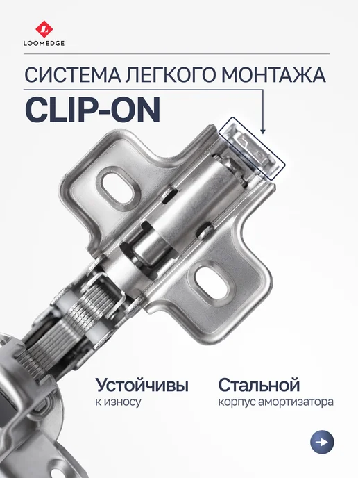 Loomedge Мебельные петли накладные с доводчиком для кухни 4 шт, 4 шт, фото 2