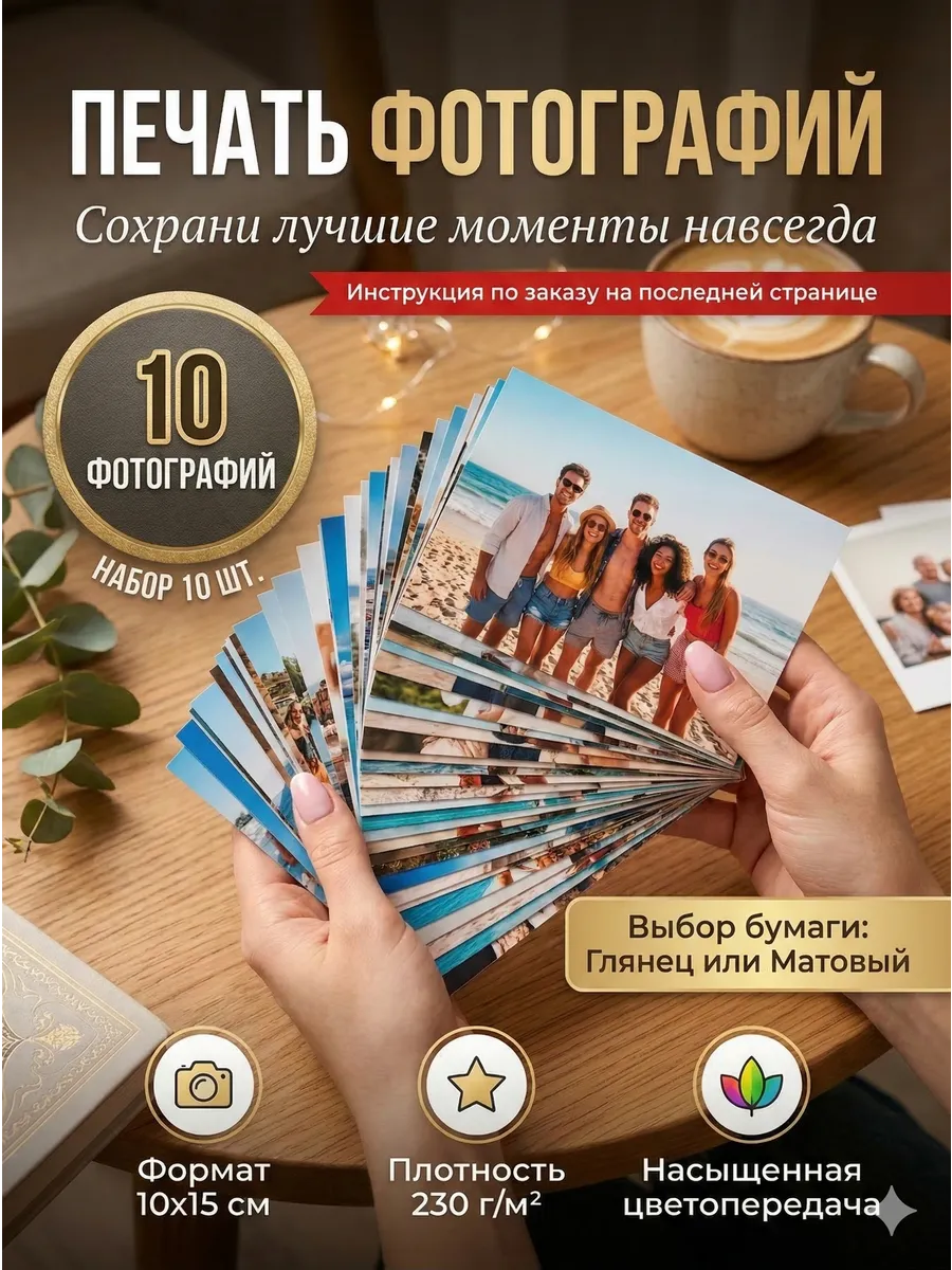 Печать фотографий 10х15 набор 10 шт / Распечатка фото