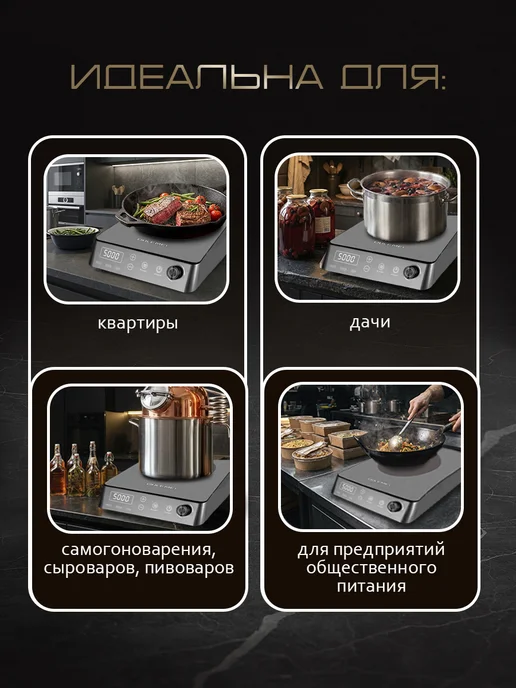 OULEMEI Плита индукционная безимпульсная настольная 5000ВТ, 5000 Вт, фото 6
