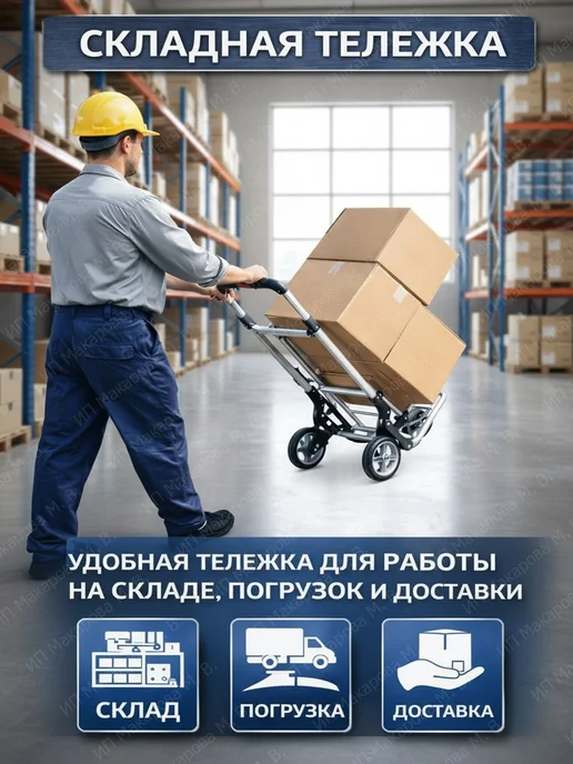 АлексДеРом Тележка грузовая складная на колесах хозяйственная 80 кг, 80 кг, фото 5