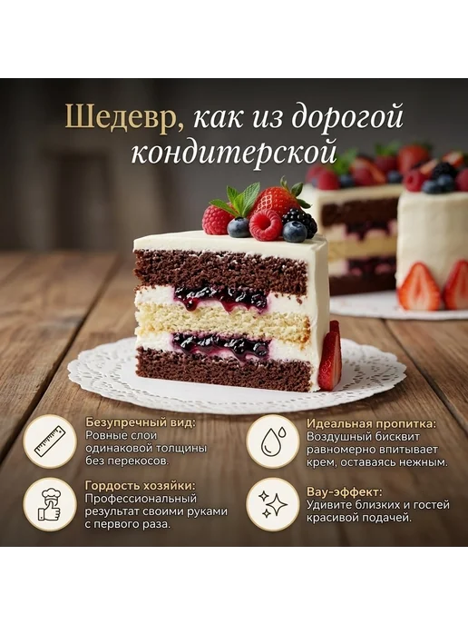 Бисквитные медовые коржи для торта. Светлые 20 см, светлый, фото 6