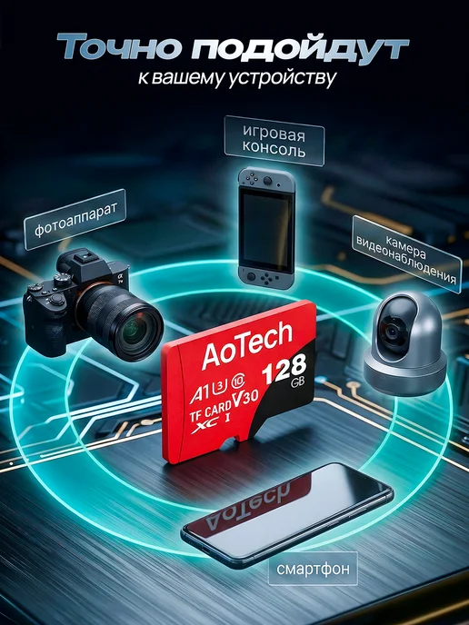 NIVATRO Карта памяти 128 гб MicroSD TF-card 10 класс для телефона, 128 ГБ, фото 2