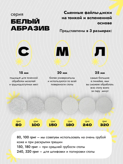 Algebra Beauty Сменные файлы 180 грит на диск 20 мм на вспененной основе, 50 шт, фото 5