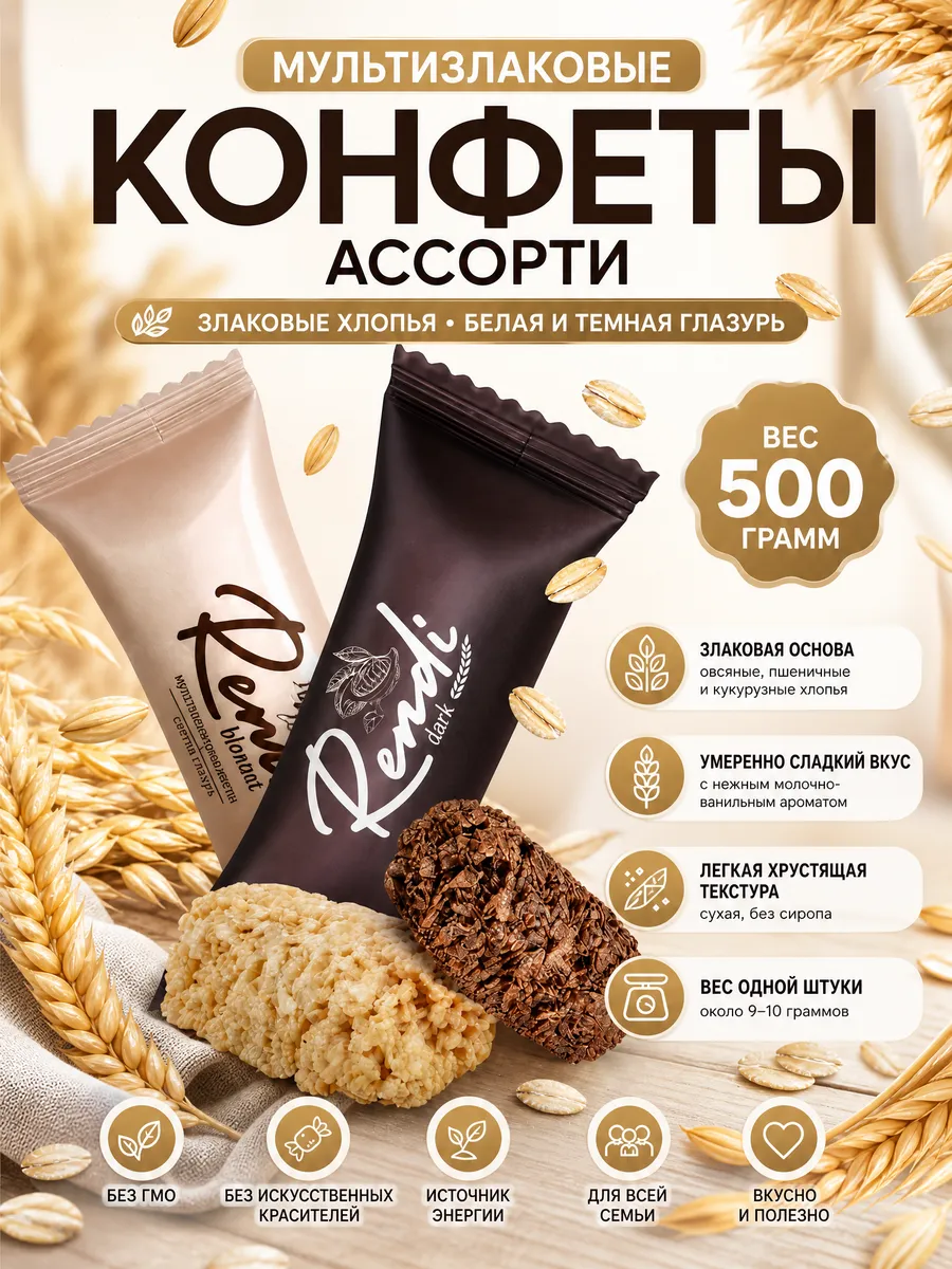 конфеты мультизлаковые ассорти 500