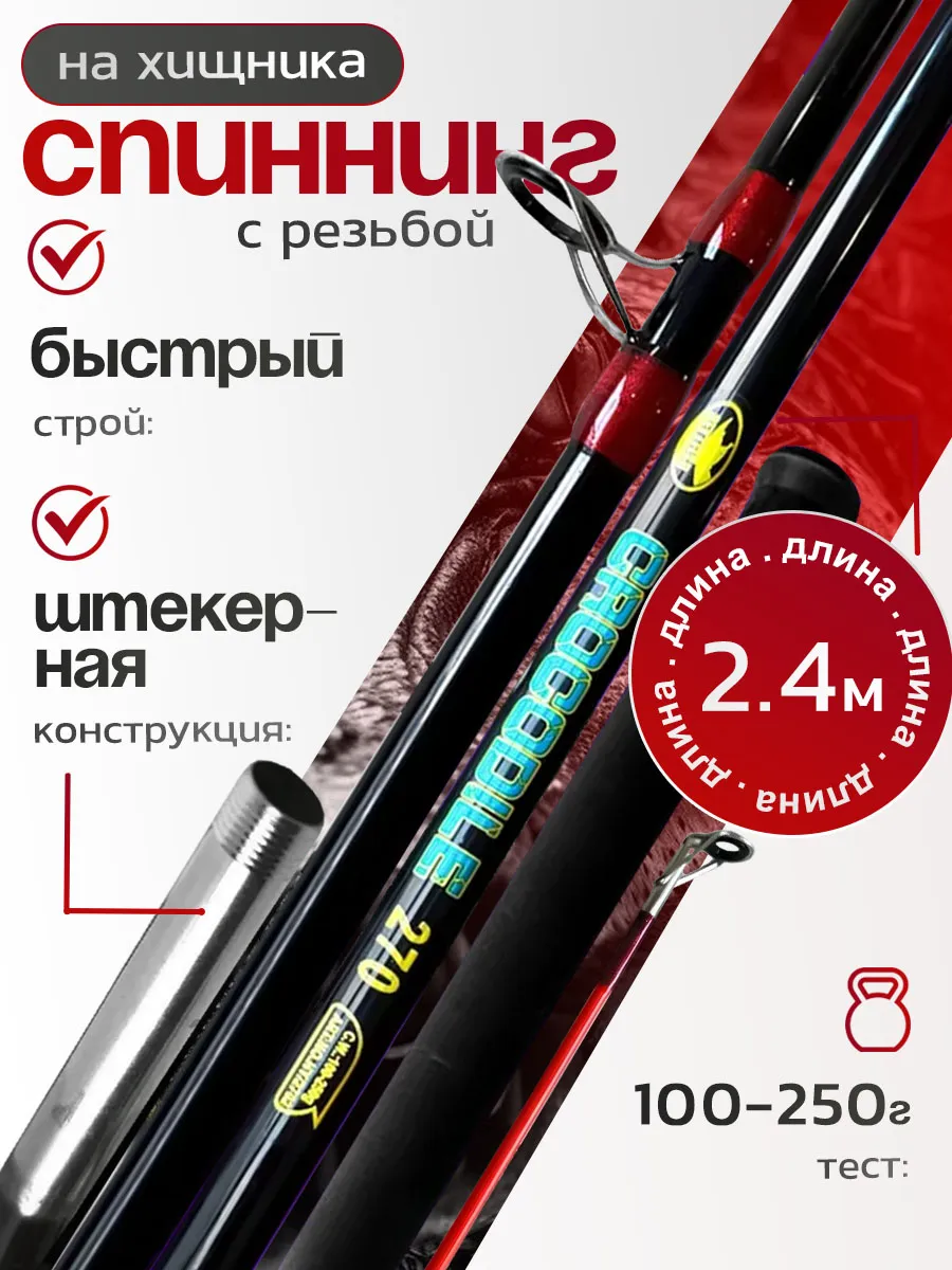Спиннинг 2,4м с резьбой