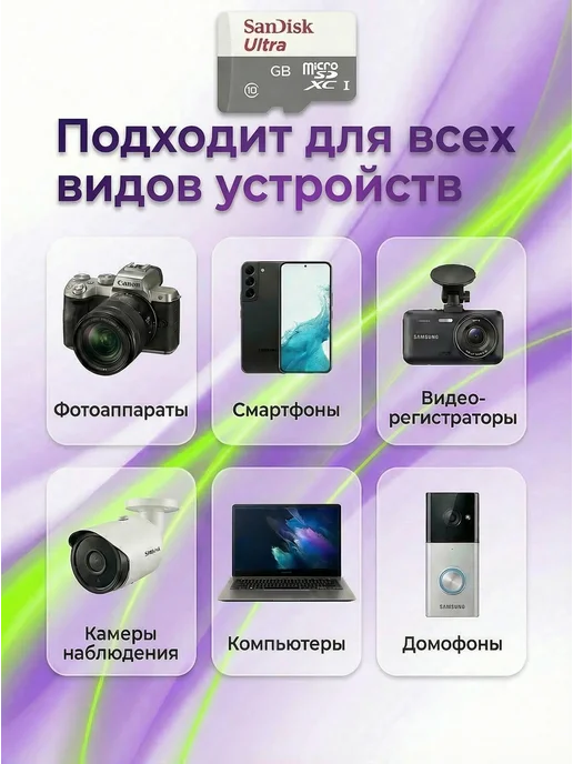 SANDISK Карта памяти 256 гб Micro sd для телефона видеорегистратора, 256 ГБ, фото 2