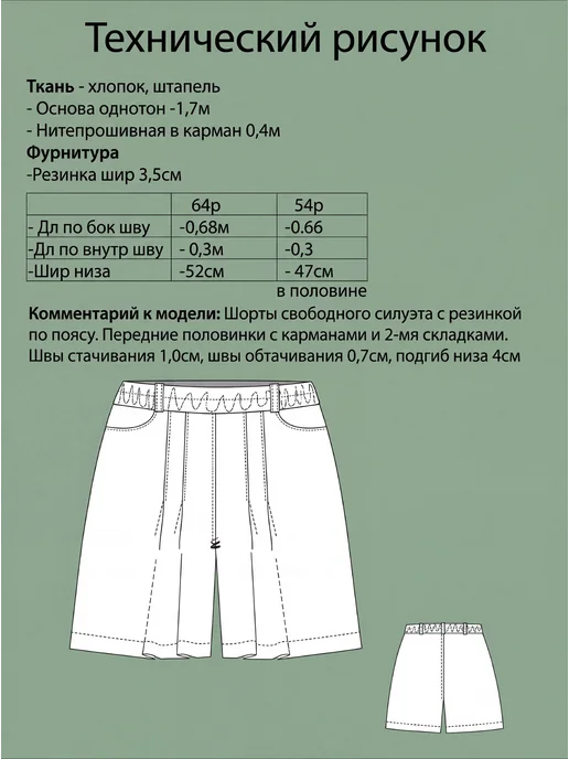 Sarah Morenberg Выкройка широкие женские шорты-юбка большие размеры 50-66, вариант, фото 2