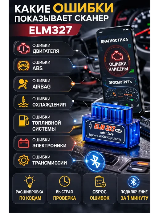 тиа2 Автосканер для диагностики автомобиля Обд2 сканер, синий, фото 2
