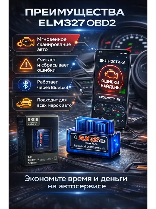 тиа2 Автосканер для диагностики автомобиля Обд2 сканер, синий, фото 3