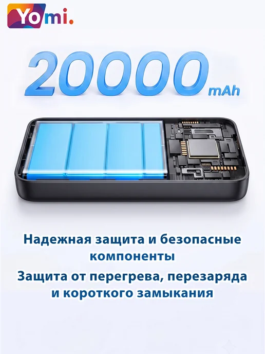Павербанк Внешний аккумулятор 10000 мАч 22.5W с дисплеем, че…, 20000 мАч, 22,5 Вт, фото 2