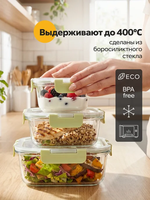 varna Набор из 6 стеклянных контейнеров Smart, белый, фото 2