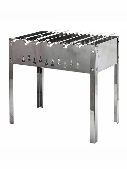 без бренда Мангал походный "Стандарт" Grillkoff, с 6 шампурами, серый
