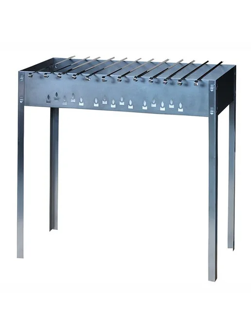 без бренда Мангал походный "Мега" Grillkoff, с 12 шампурами, серый