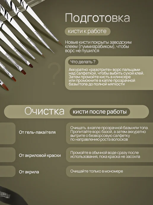GRYU Кисти для маникюра, белый, фото 5
